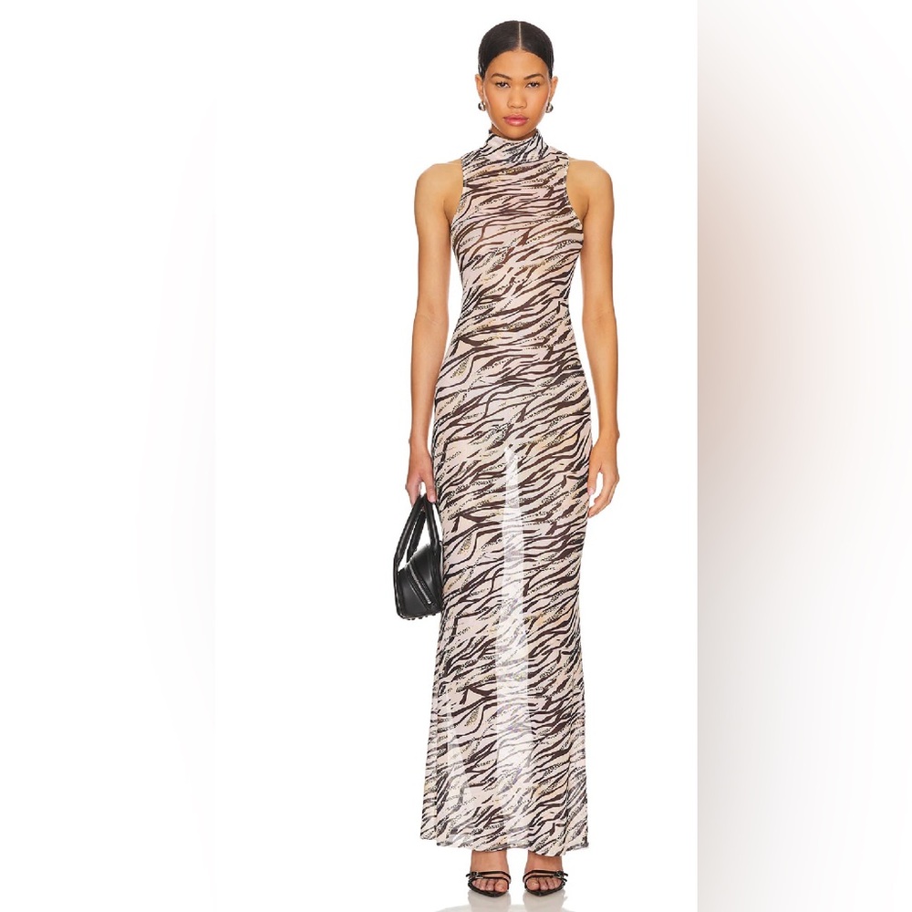 Zebra Print Sleeveless Maxi Dress